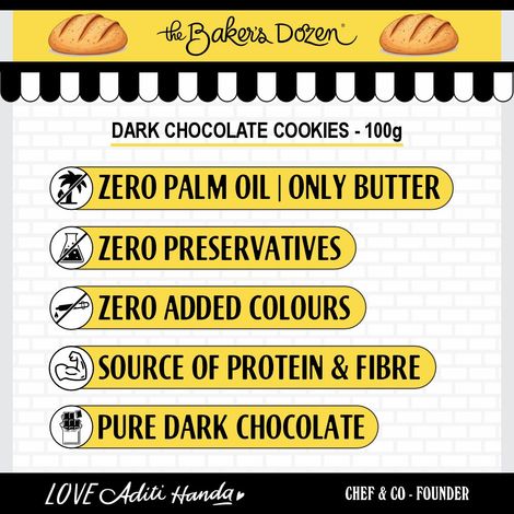 The Baker's Dozen Dark Chocolate Flavoured Biscuits Cookies | Artificial Flavour-free
