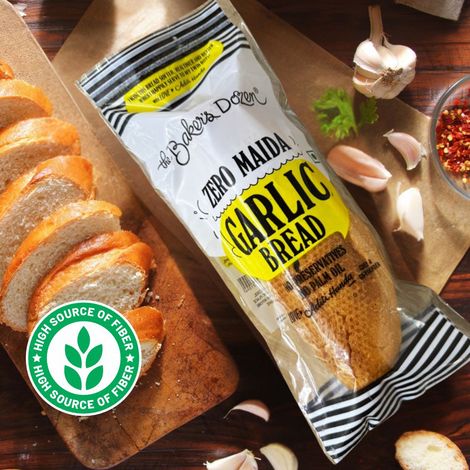 The Baker's Dozen Zero Maida Garlic Bread No Palm Oil No Preservative 100% Wholewheat