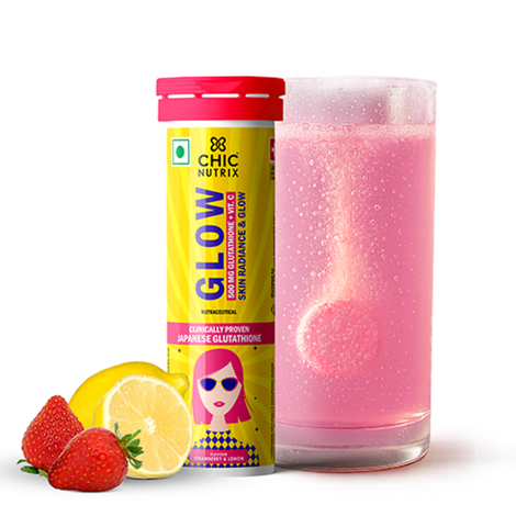 Chicnutrix Glow Japanese Glutathione & Vit. C for Brighter Skin| Strawberry-Lemon flavour