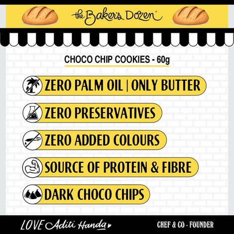 The Baker's Dozen Cookies Choco Chip Flavoured Biscuits Cookies | Palm Oil-free and Trans Fat-free