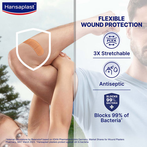 Hansaplast Antiseptic Elastic Bandage | Blocks 99% of Bacteria | 3X Strechable | Water Repellant