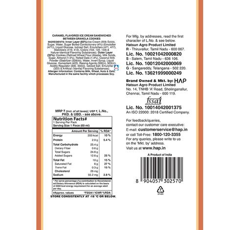 Arun Sea Salt Caramel Gronola Ice Cream Sandwich