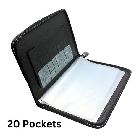 Leather Multipurpose 20 Sleeve File Folder For Certificates And Documents