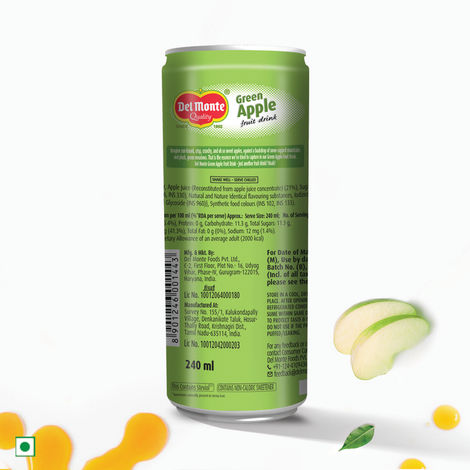 Del Monte Green Apple Fruit Drink Crisp, Tangy & Ideal for Mocktails & Cocktails