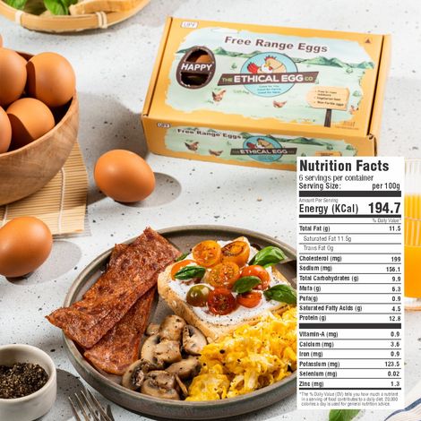 The Ethical Eggs Co. Free Range Eggs, 12 Pieces - Free to roam outdoors, Veg Feed, Non-fertile