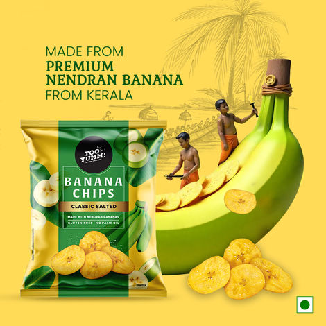 Too Yumm Classic Salted Banana Chips | Made with Nendran bananas | No Palm Oil | 100% Veg