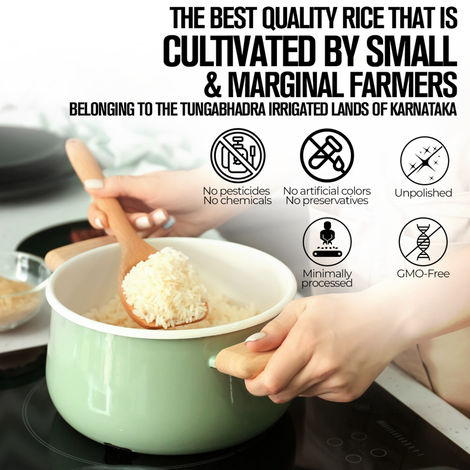 Safe Harvest Pesticide-Free Sona Masuri Rice | Gluten-Free, Unpolished, Arsenic-Free | 12 Months