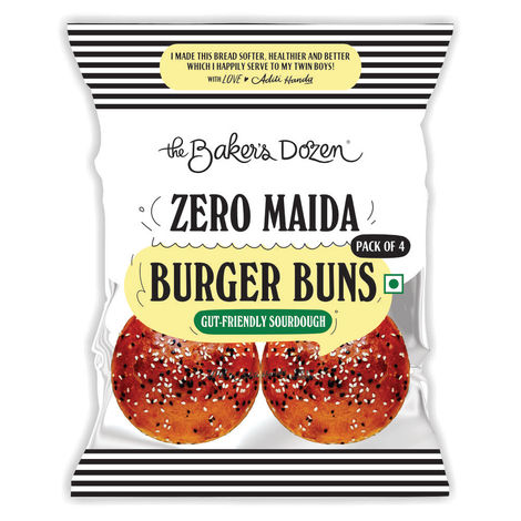 The Baker's Dozen Zero Maida Burger Buns No Palm Oil No Preservative 100% Wholehwheat