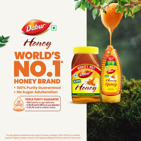 Dabur Honey - 100% Pure, World's No.1 Honey Brand (No Sugar Adulteration)