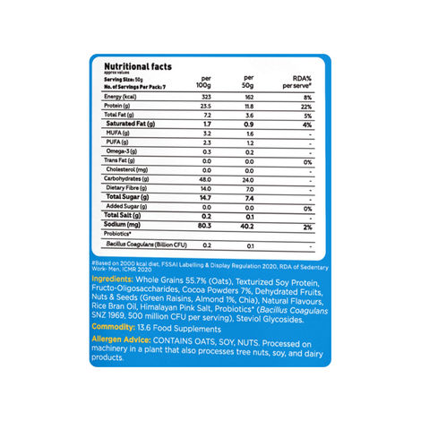 Yoga Bar Super High Protein Oats,Choco Almond,Whey and Probiotics,High Fiber,Dark Chocolate