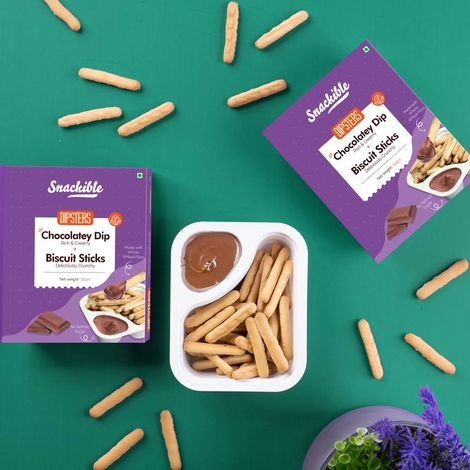 Snackible Biscuit Sticks (with Chocolatey Dip) | Made with Jaggery