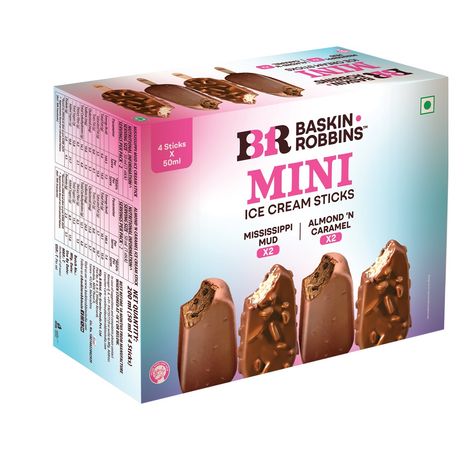 Baskin Robbins Mini Ice cream Sticks Pack - Mississippi Mud | Almond N' Caramel