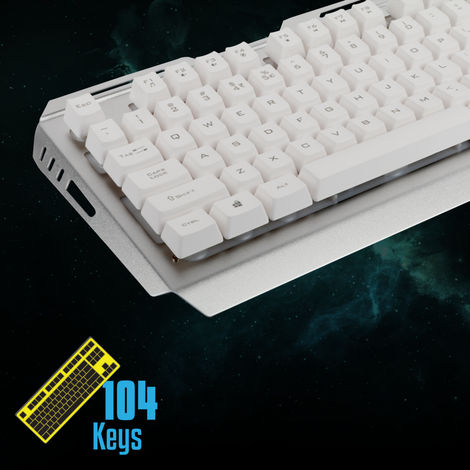 ZEBRONICS Transformer USB Gaming Keyboard & Mouse Combo,Braided Cable,Durable Al Body,Multimedia Keys & Gaming Mouse with 6 Buttons,Multi-Color LED Lights,High-Resolution Sensor with 3200 DPI - White