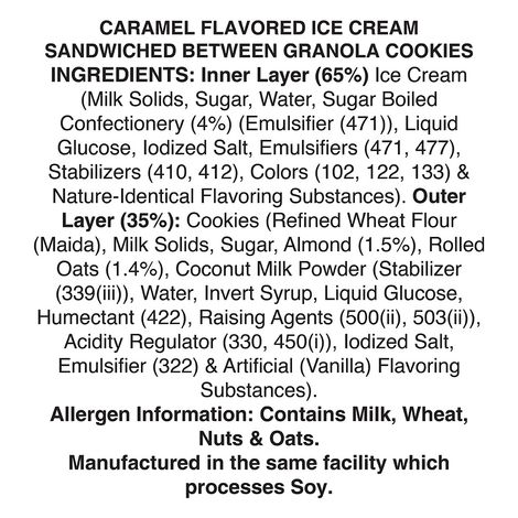 Arun Sea Salt Caramel Gronola Ice Cream Sandwich