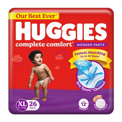 Huggies Complete Comfort Wonder Baby Diapers | Pant Style | XL | 26 pcs