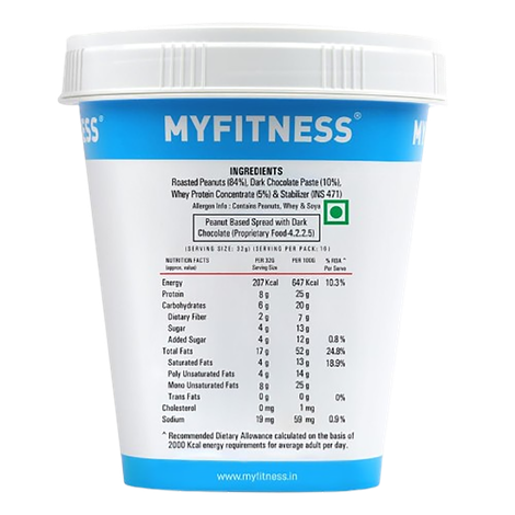 MyFitness High Protein Dark Chocolate Peanut Butter Crunchy Spread