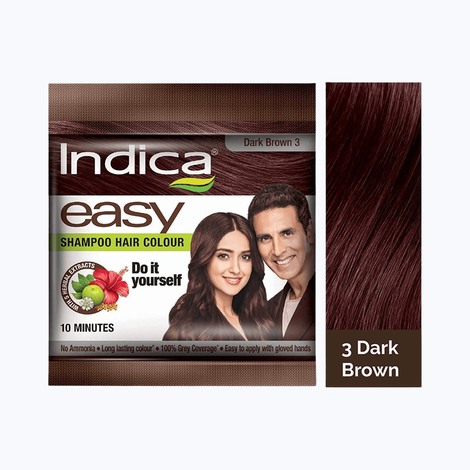 Indica Easy Do-It-Yourself Dark Brown Hair Color with 5 Herbal Extracts and 100% Ammonia Free Long Lasting Formula
