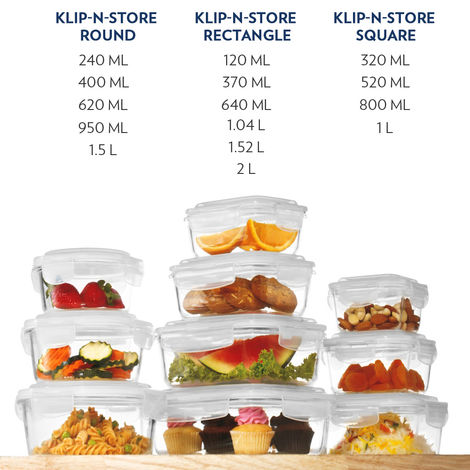Borosil Klip N Store Storage Container With Airtight Lid (400 ml) | Borosilicate Glass