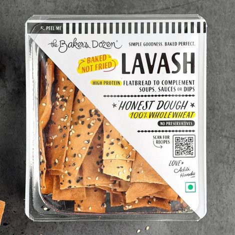 The Baker's Dozen Zero Maida Lavash Baked Snack No Palm Oil No preservatives 100% Wholewheat