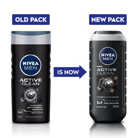 Nivea Men Active Clean with Active Charcoal Shower Gel for Body Face & Hair