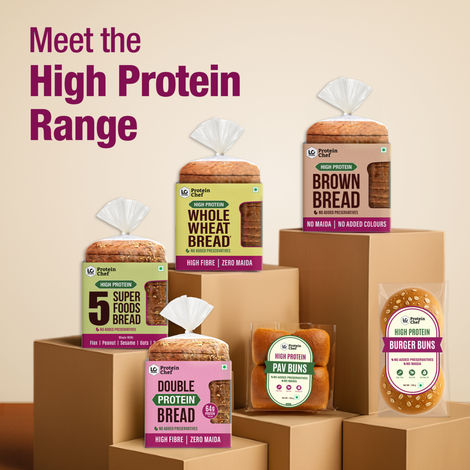 Protein Chef High Protein Pav Bun (Zero Maida, Multigrain) - Made with MP Sharbati Wheat