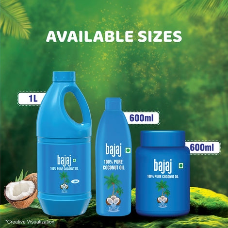 Bajaj 100% Pure Coconut Oil | Made with Premium Grade 1 Quality Coconuts