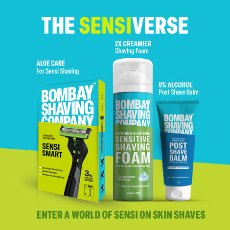 Bombay Shaving Company Sensi Smart 3 Razor | Shaving Razor For Men | Aloe Gel And Argan Oil Lubra Strip