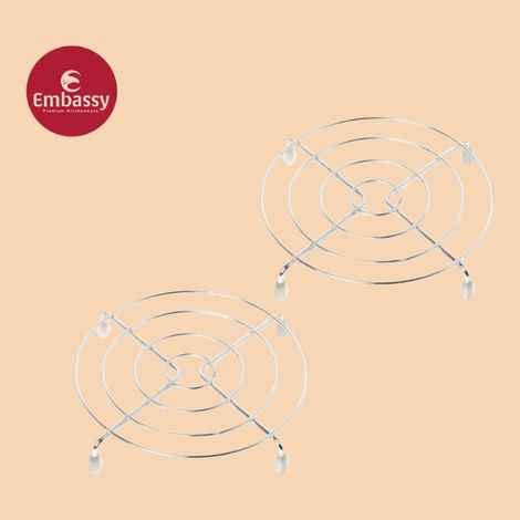 Embassy Round Trivet, Small Size (Pack of 2), 15 cms, Premium Stainless Steel Table Ring