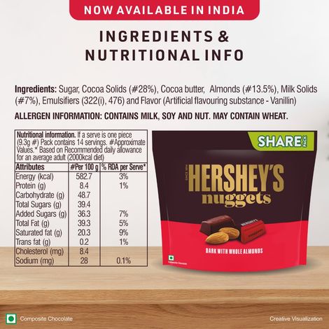 Hershey's Nuggets Dark With Whole Almonds Deliciously Dark Cocoa Rich Chocolate