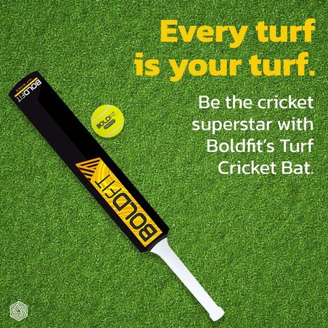Boldfit Plastic Cricket Bat - Full-Size Black & Yellow for Turf Matches
