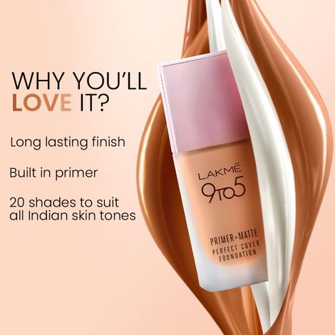 Lakme 9to5 Powerplay Priming Foundation, Built in Primer, SPF 20, Warm Beige
