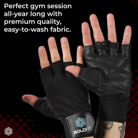 Boldfit Men's Gym Gloves with Wrist Support | Perfect for Exercise & Sports