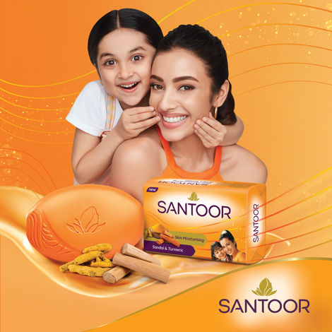 Santoor Skin Moisturizing Sandal and Turmeric Bathing Soap With Anti-Aging Properties