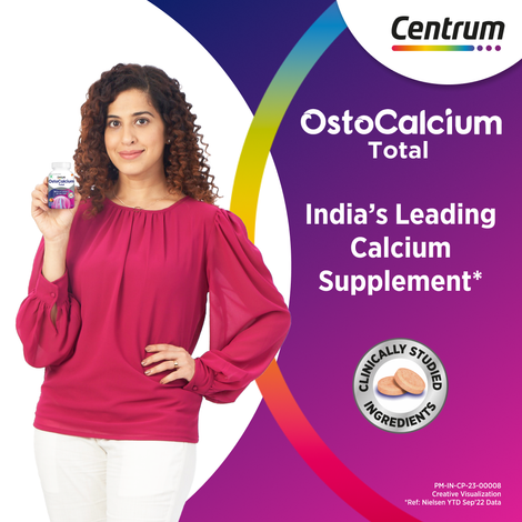 Centrum OstoCalcium Chewable Tablets - Calcium & Vit. D for Strong Bones & Joints (60 Veg Tablets)