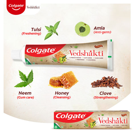 Colgate Vedshakti Anti-Bacterial Toothpaste For Whole Mouth Health With Neem, Clove And Honey