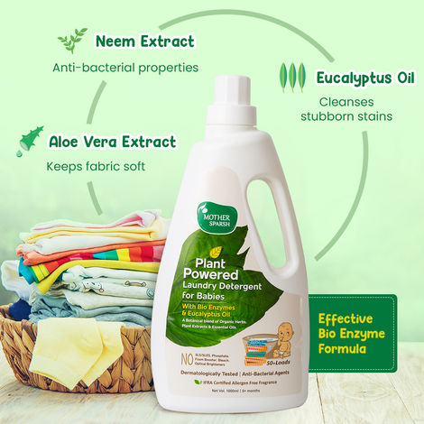 Mother Sparsh Plant Powered Baby Laundry Liquid Detergent With Bio Enzymes And Eucalyptus Oil