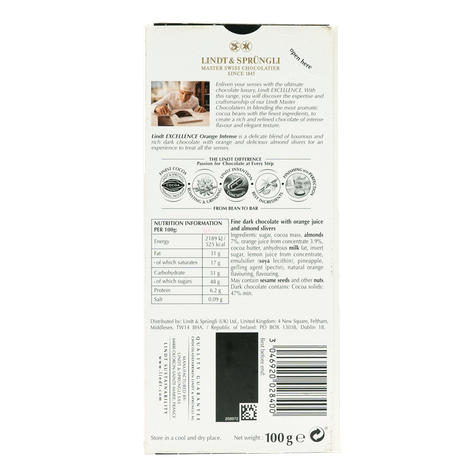 Lindt Excellence Orange Intense Dark Chocolate