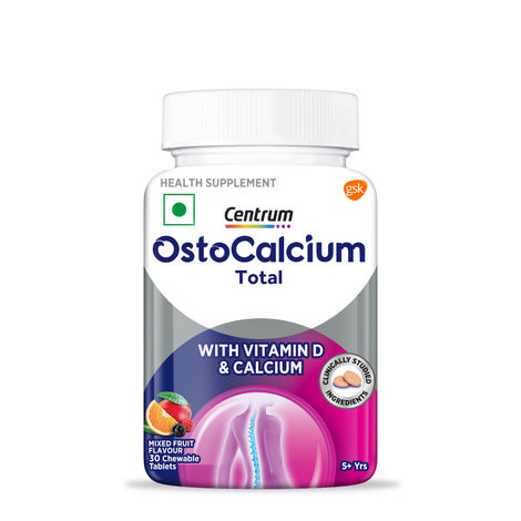 Centrum OstoCalcium Chewable Tablets - Calcium & Vit. D for Strong Bones & Joints (30 Veg Tablets)