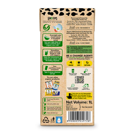 Akshayakalpa Organic Cow Milk - Uht
