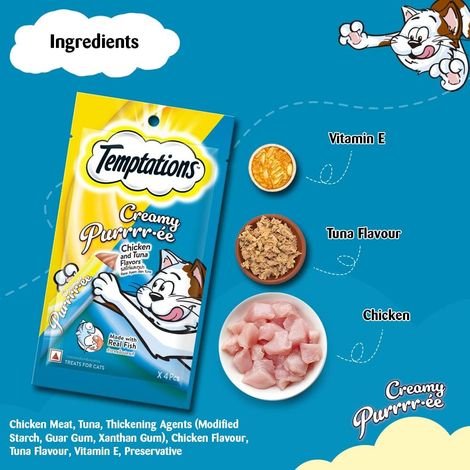 Temptations Adult Chicken & Tuna Creamy Purrrr-ee Cat Treats