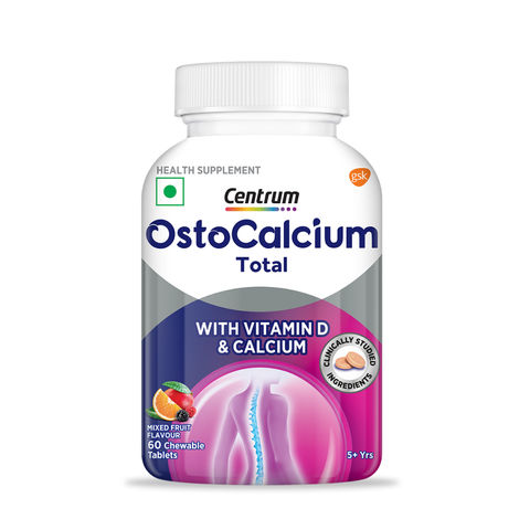 Centrum OstoCalcium Chewable Tablets - Calcium & Vit. D for Strong Bones & Joints (60 Veg Tablets)