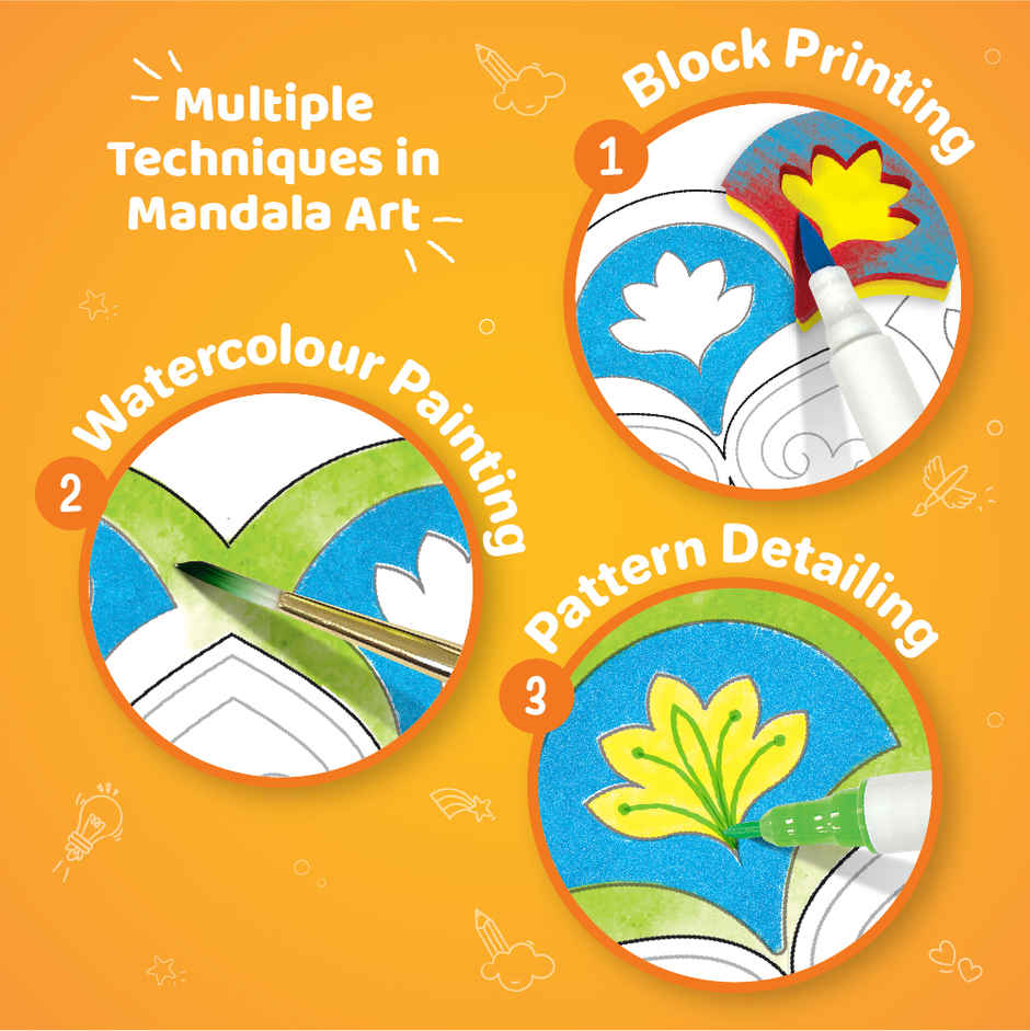 Imagimake Stamp Art | Mandala Kit | Creative Art Toy | Colorful Design Fun for Kids