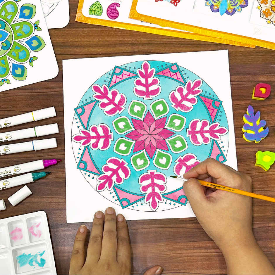 Imagimake Stamp Art | Mandala Kit | Creative Art Toy | Colorful Design Fun for Kids