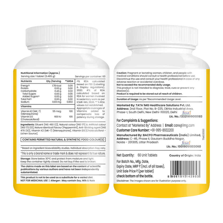 Tata 1mg Vitamin D3+K2