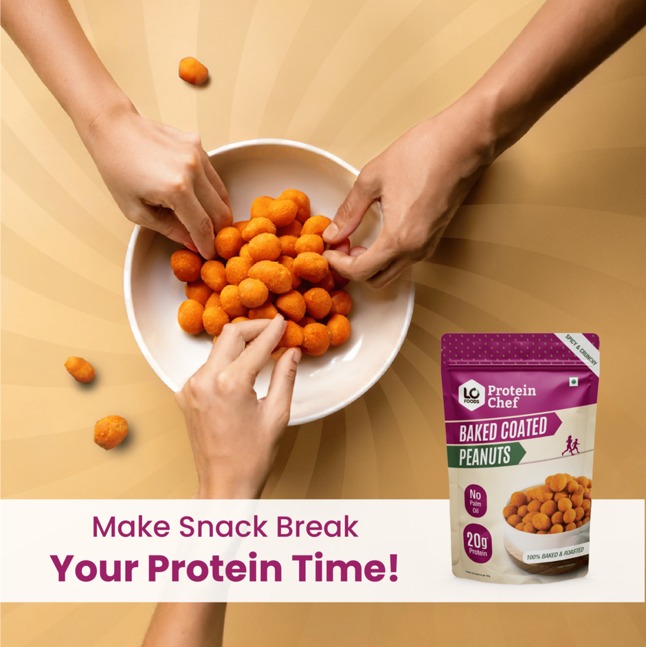 Protein Chef Baked Coated Peanuts Namkeen |No Palm Oil, Roasted High Protein Spicy Masala Snacks