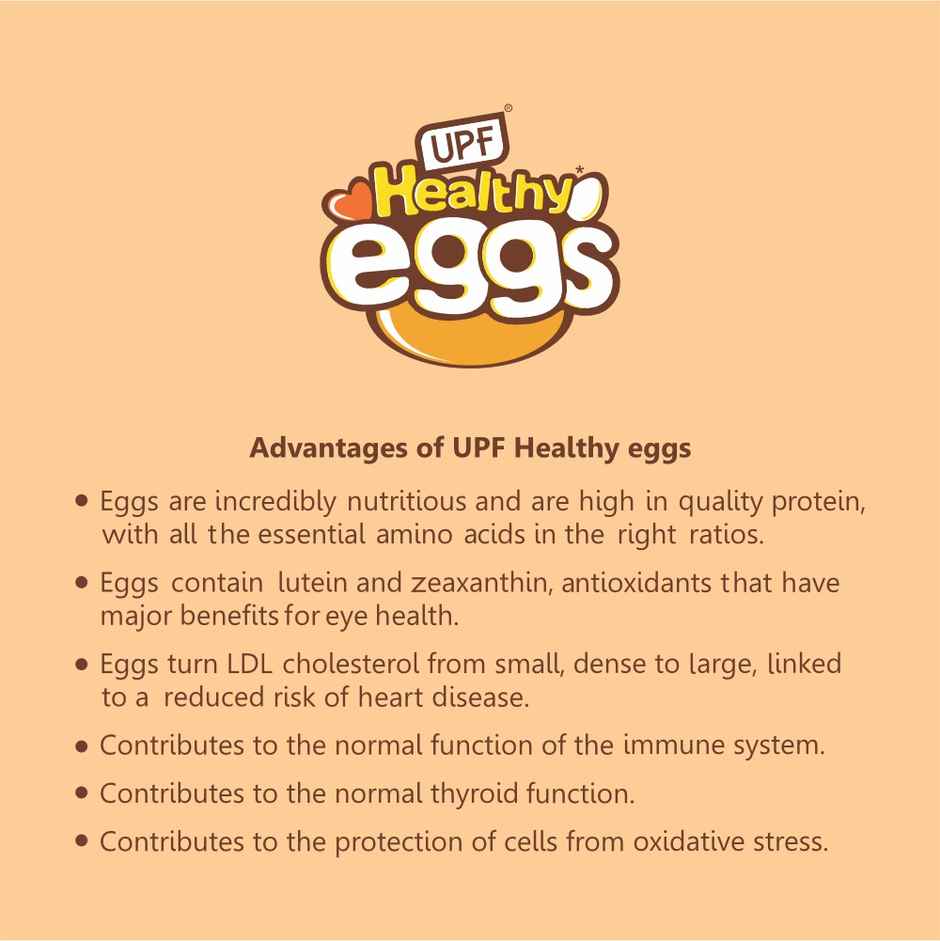 UPF Healthy Brown - Large Eggs, 6 Pieces | Protein Rich | Veg Feed | Infertile