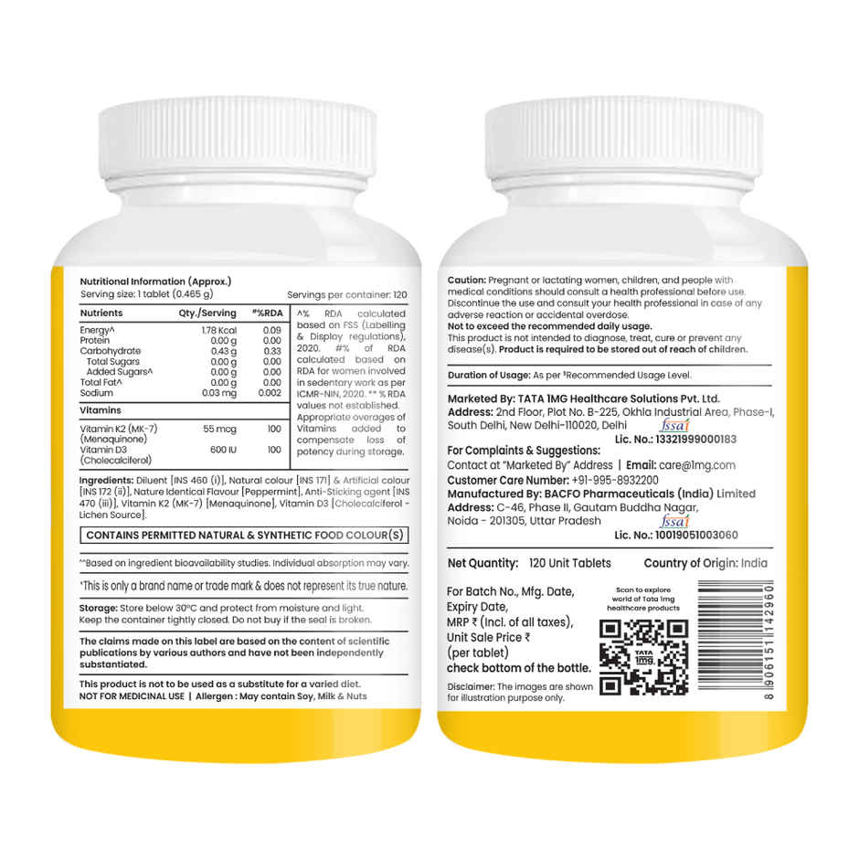 Tata 1mg Vitamin D3 and K2