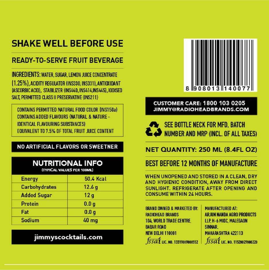 Jimmy's Cocktails Margarita Cocktails Mixer Combo