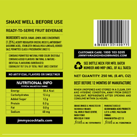 Jimmy's Cocktails Margarita Cocktails Mixer