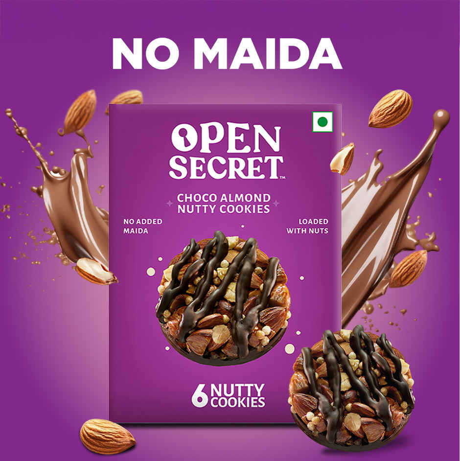 Open Secret Zero Maida Chocolate Almond Cookies | Pack of 6 | Healthy Snacks | High Protein